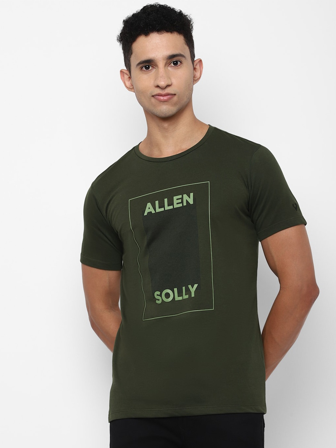 

Allen Solly Sport Men Olive Green Typography Printed T-shirt
