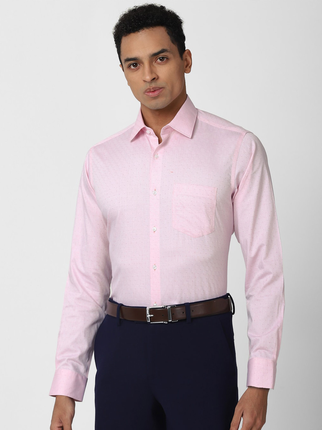 

Van Heusen Men Pink Micro Ditsy Printed Pure Cotton Formal Shirt