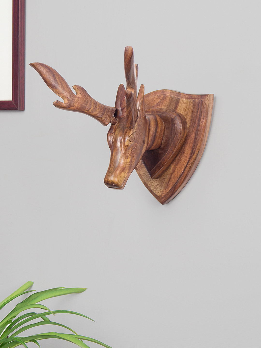 

Golden Peacock Brown Deer Head Wooden Wall Decor