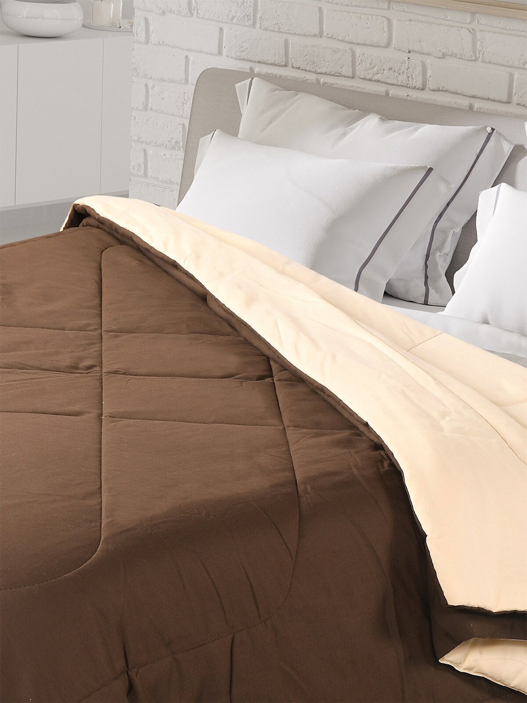 

Florida Brown & Cream-Coloured Microfiber AC Room Reversible Single Bed Comforter