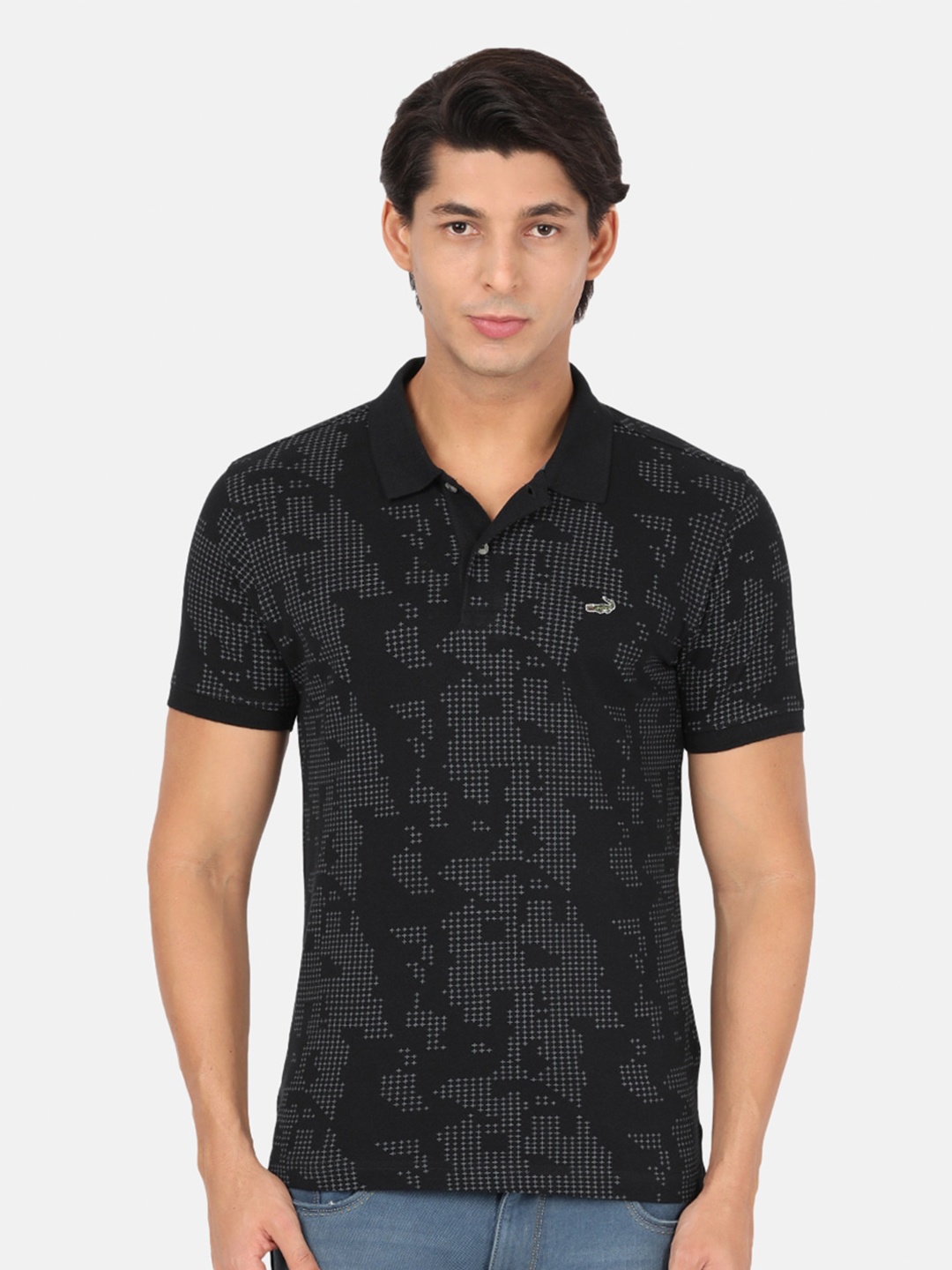 

Crocodile Men Black Printed Polo Collar Slim Fit T-shirt