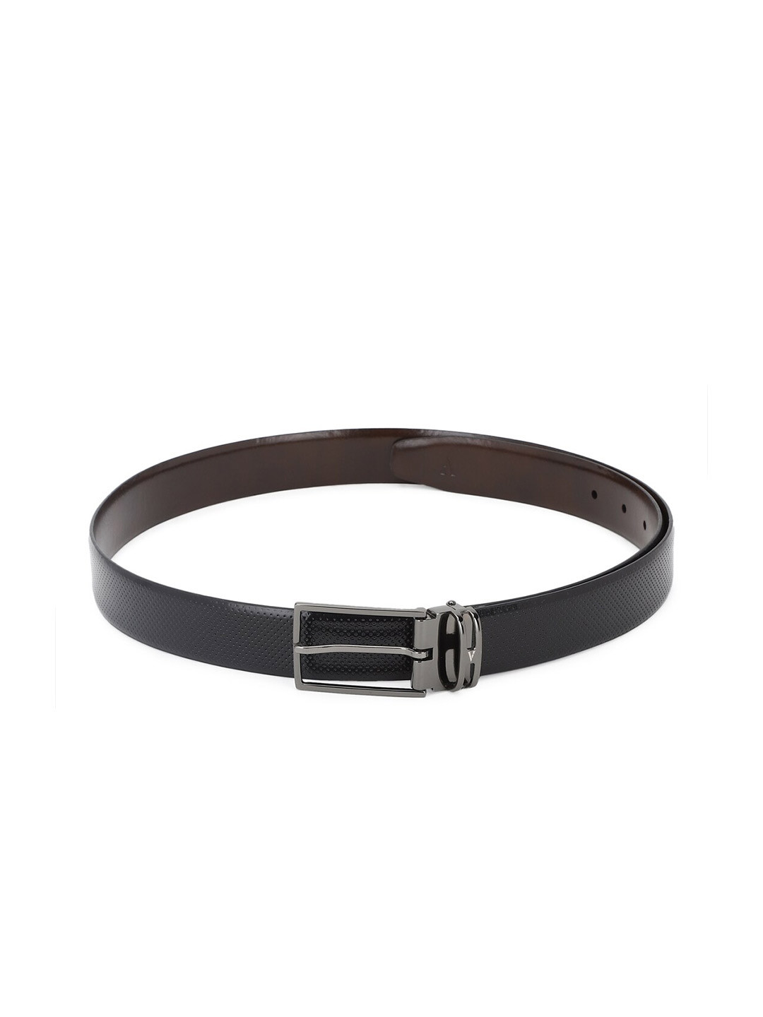 

Van Heusen Men Black Textured Leather Belt