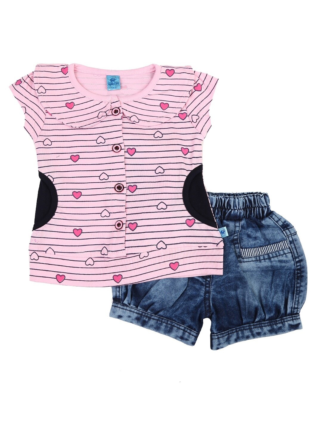 

V-Mart Girls Pink & Blue Printed Top with Shorts