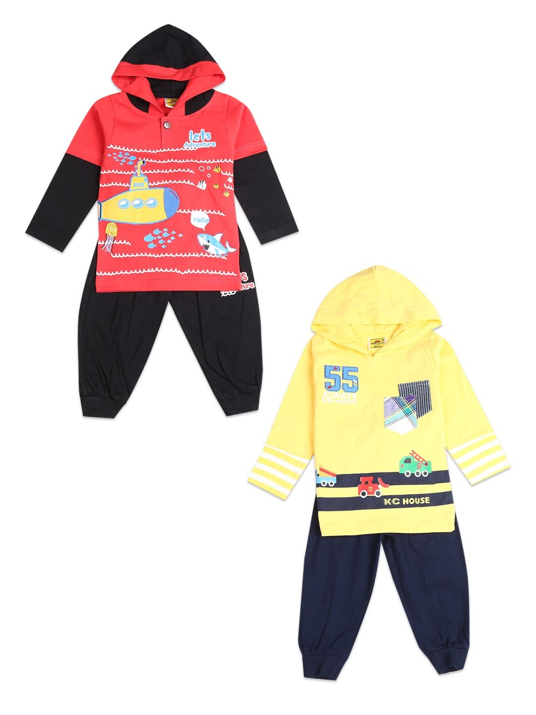 

V-Mart Unisex Kids Printed T-shirt with Shorts, Yellow