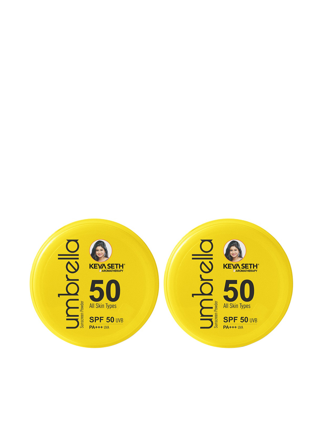 

KEYA SETH Set of 2 Umbrella Sunscreen Powder with SPF 50 for All Skin Types - 50 g Each, Yellow