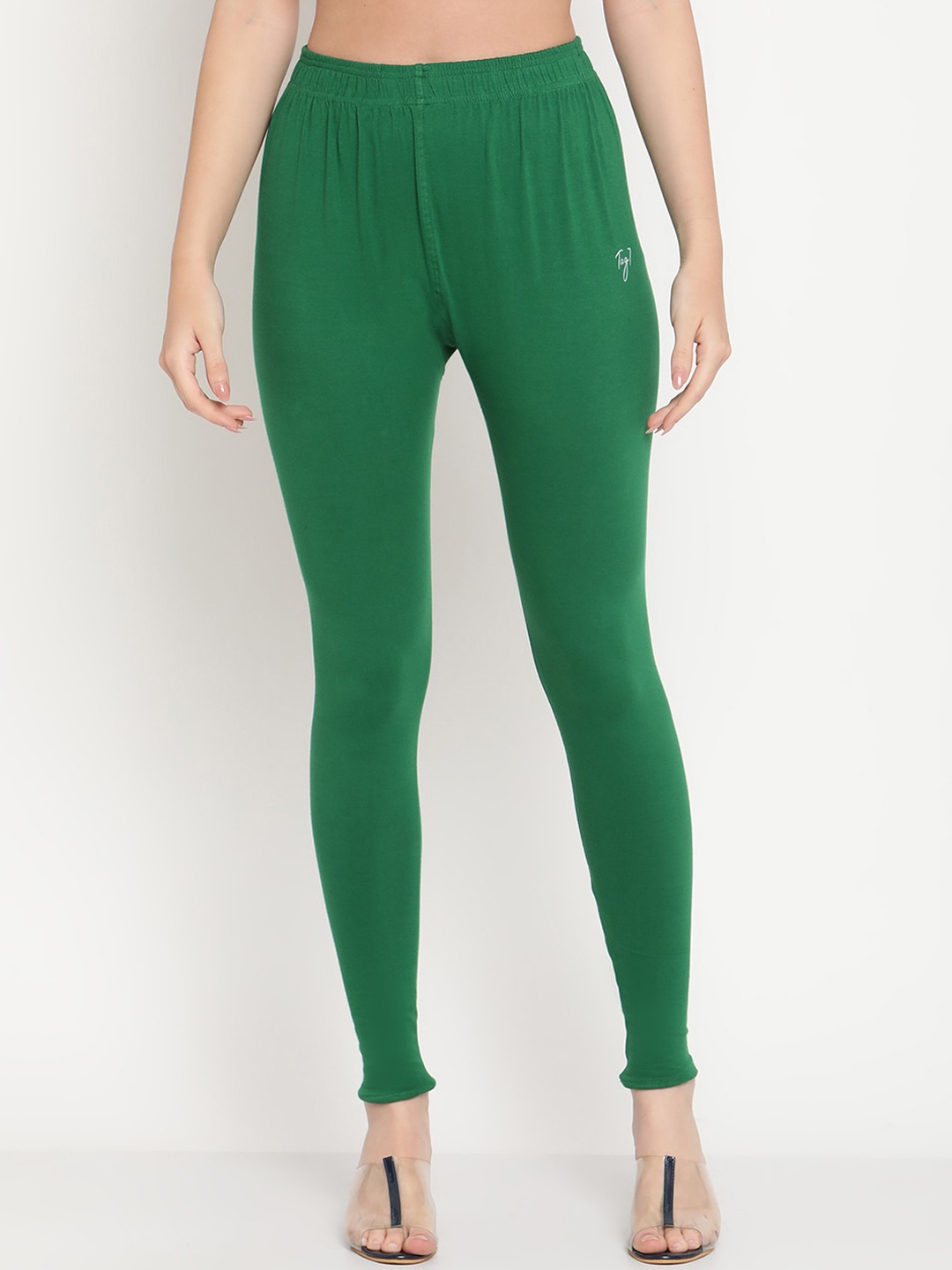 

TAG 7 Women Green Solid Ankle Length Leggings