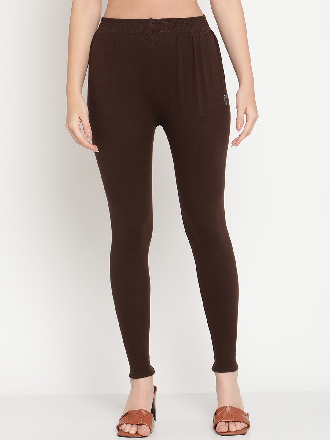 

TAG 7 Women Brown Solid Ankle-Length Legging