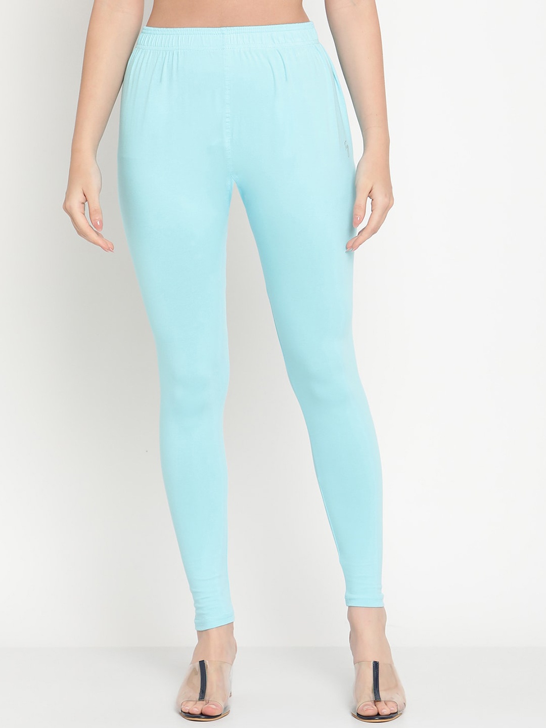 

TAG 7 Women Blue Solid Comfort Fit Ankle Length Leggings