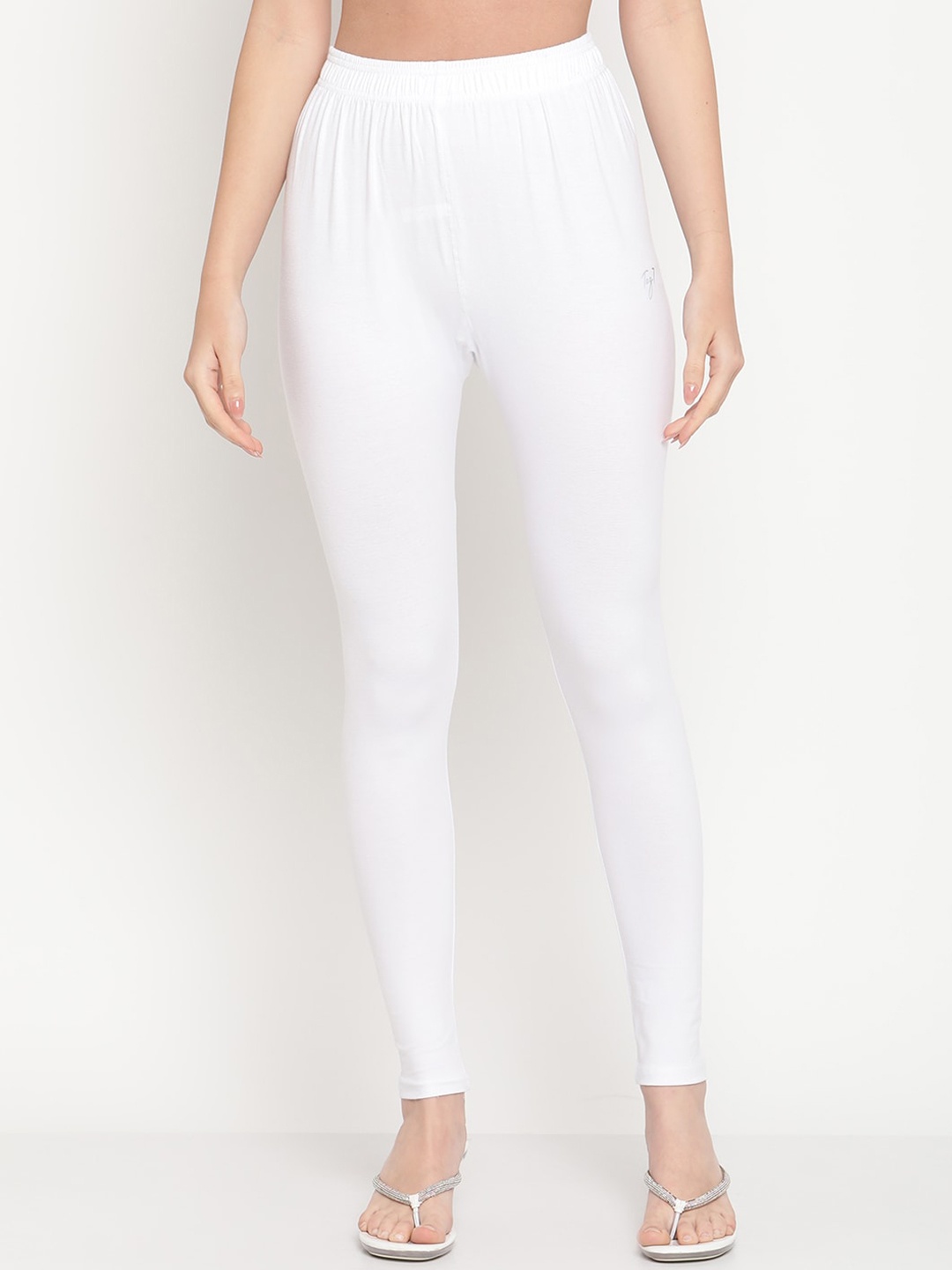 

TAG 7 Women White Solid Comfort Fit Ankle Length Leggings