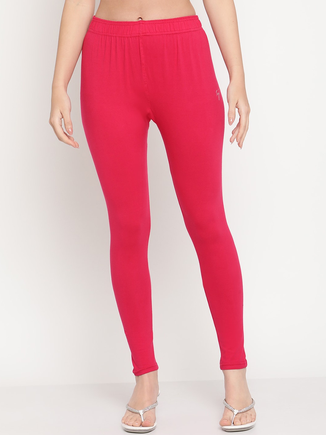 

TAG 7 Women Pink Solid Ankle-Length Leggings