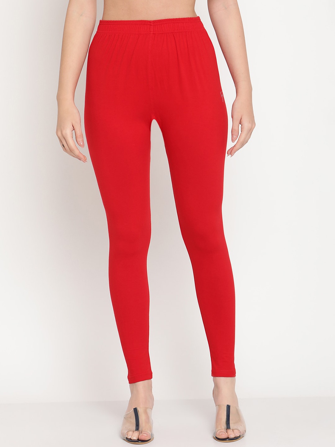 

TAG 7 Women Red Solid Comfort Fit Ankle Length Leggings