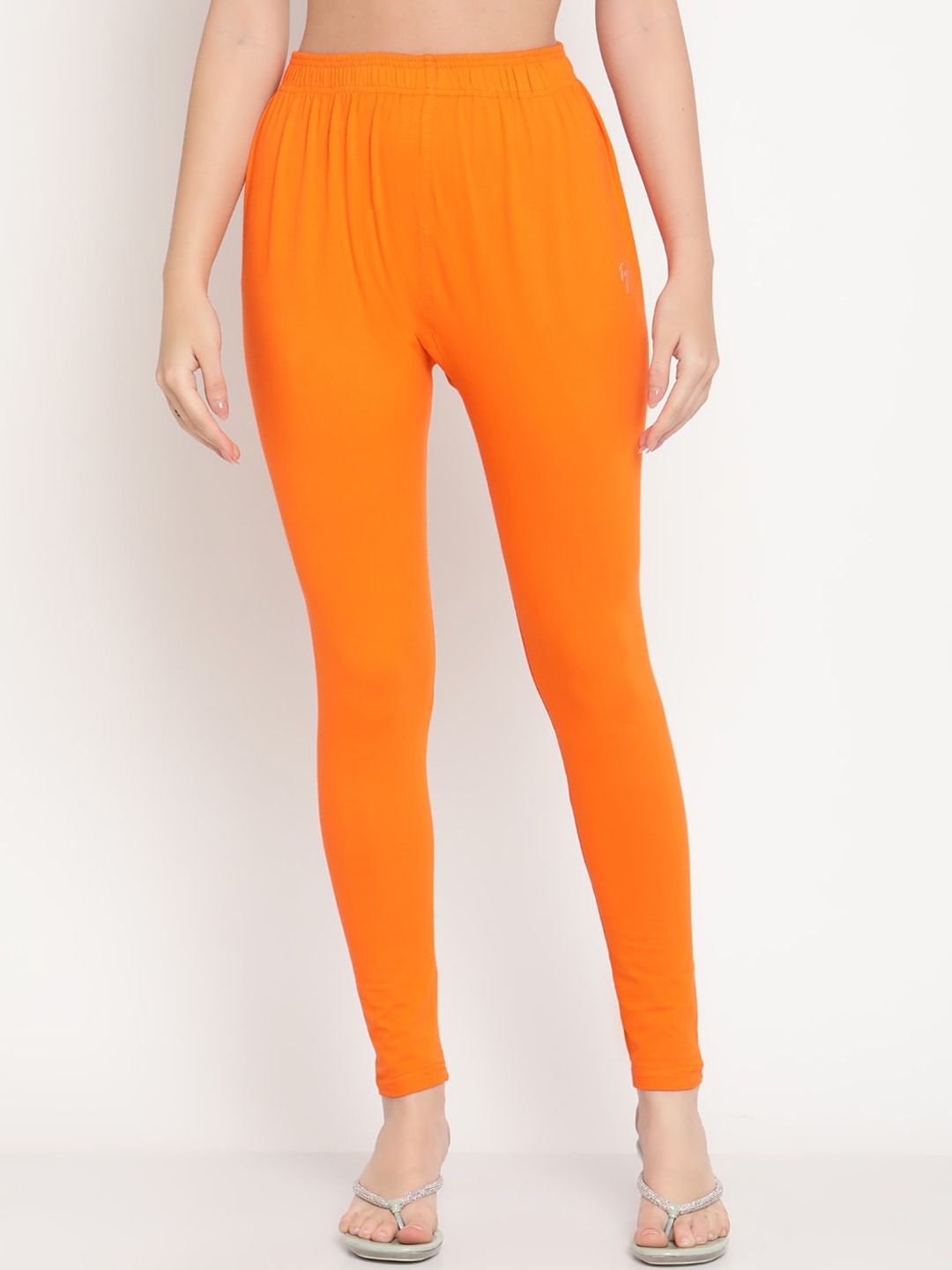 

TAG 7 Women Orange Solid Ankle Length Legging