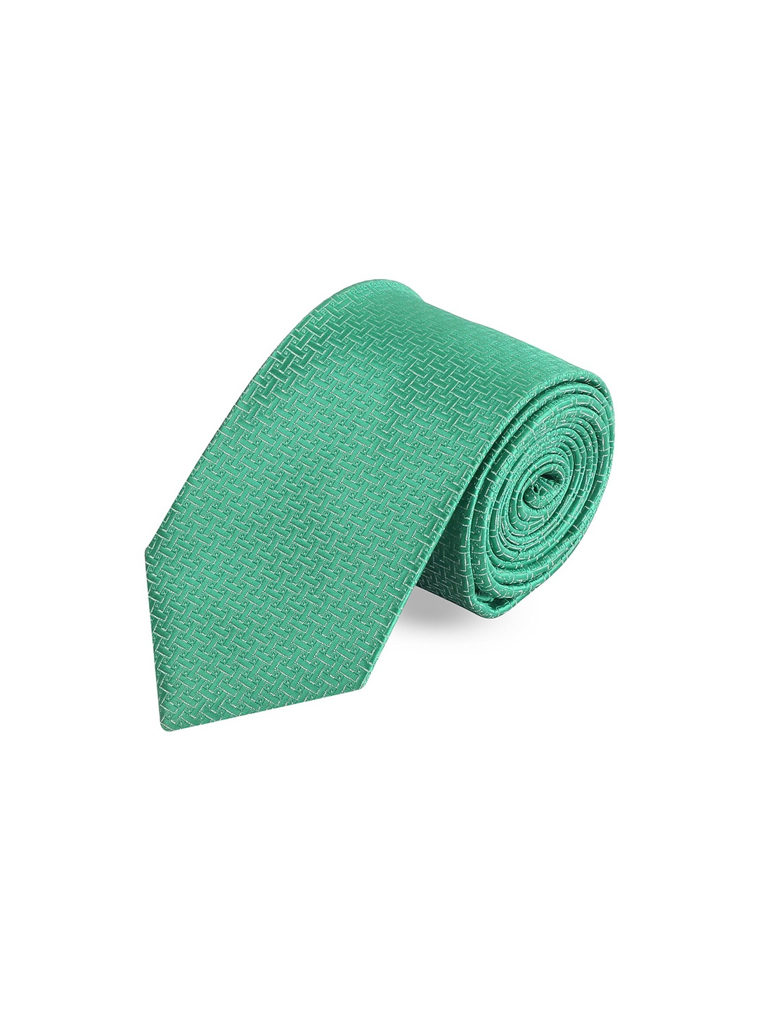 

PELUCHE Unisex Green Woven Design Ascot Tie