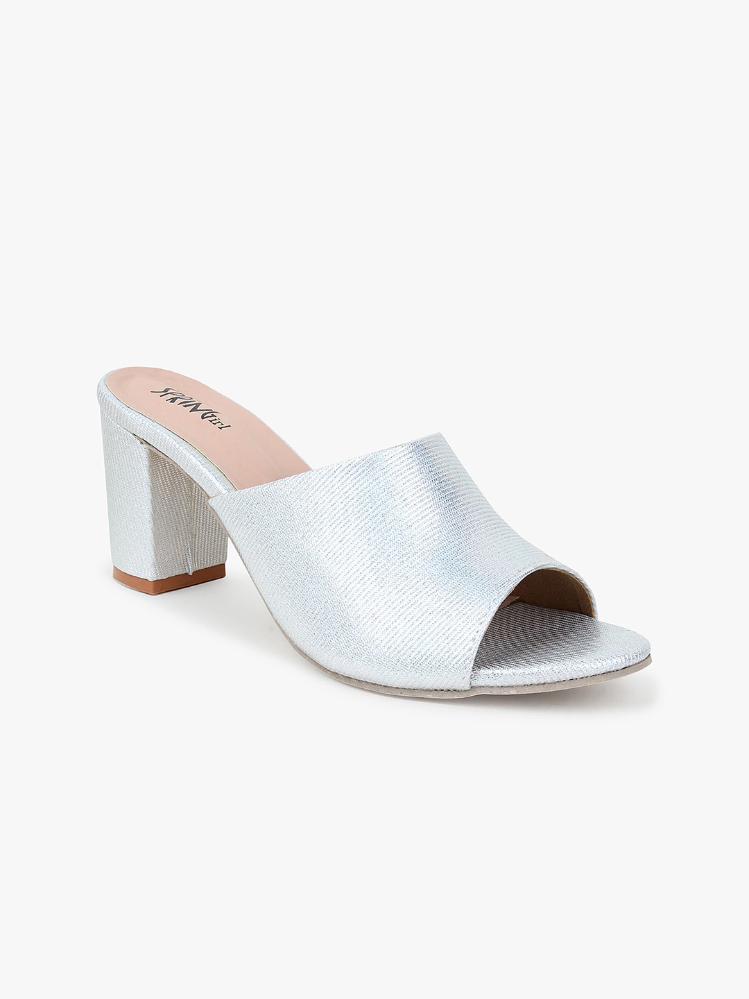 

Glitzy Galz Women Silver-Toned Block Peep Toes
