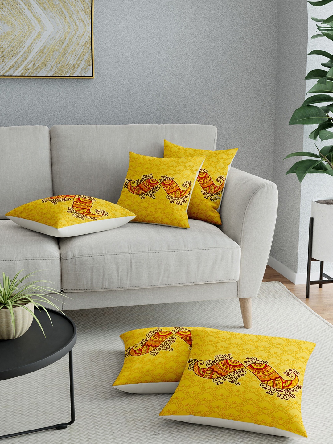 

LA VERNE Assorted Set of 5 Ethnic Motifs Square Cushion Covers