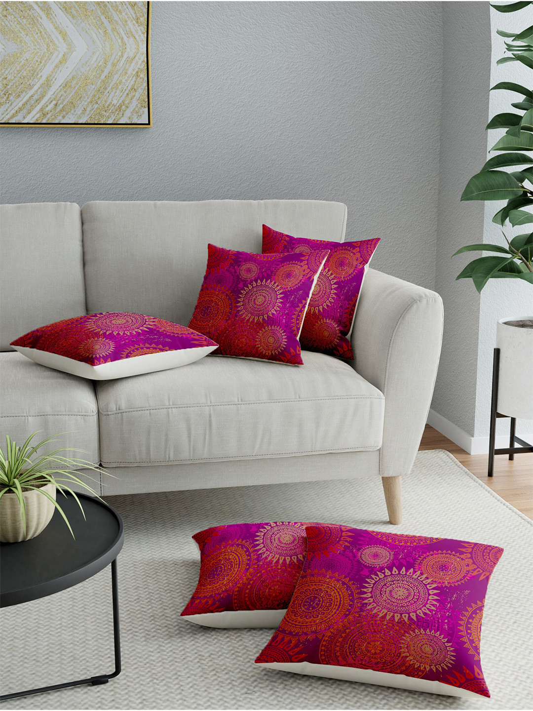 

LA VERNE Assorted Set of 5 Ethnic Motifs Square Cushion Covers
