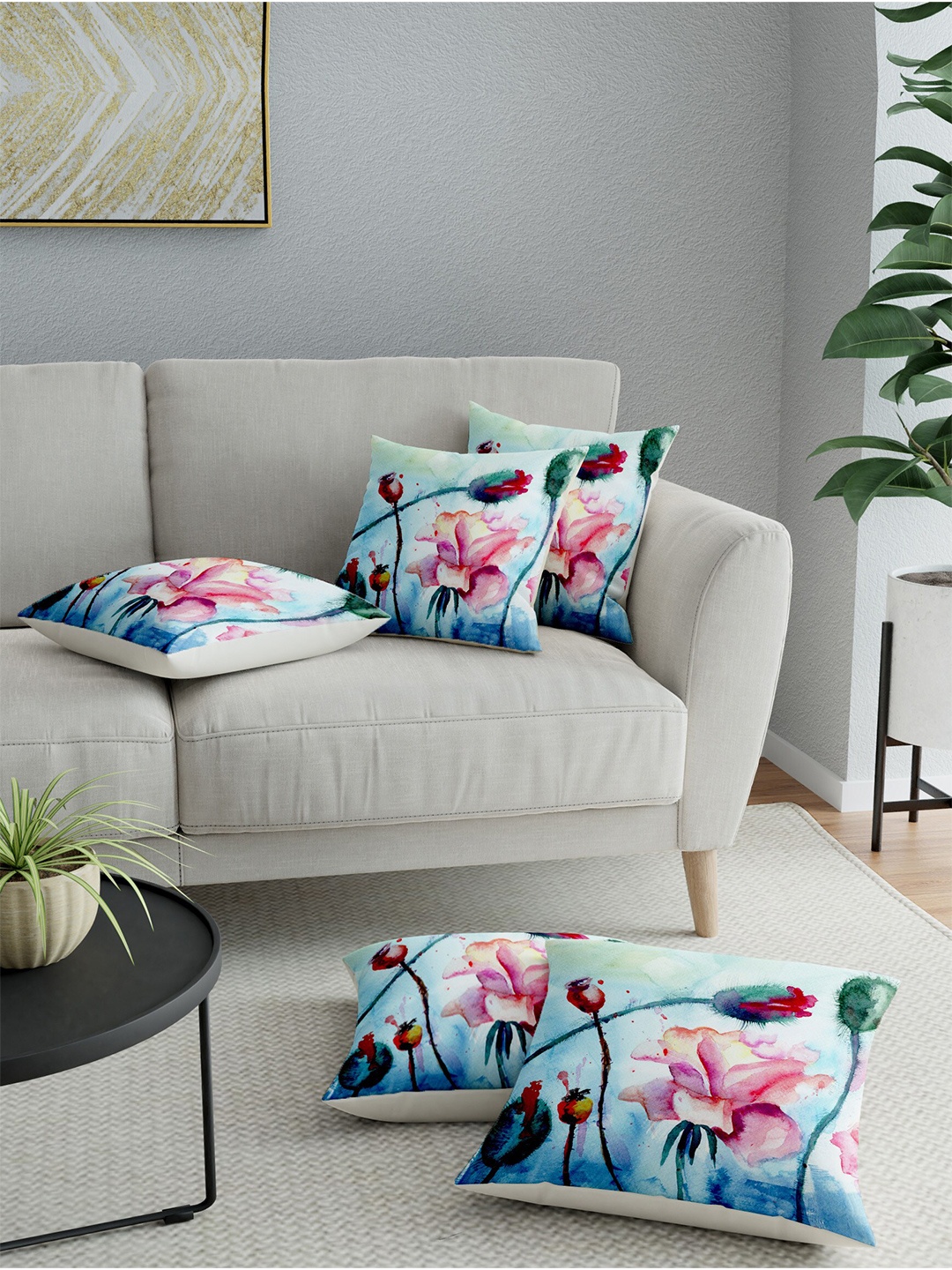 

LA VERNE Assorted Set of 5 Floral Square Cushion Covers