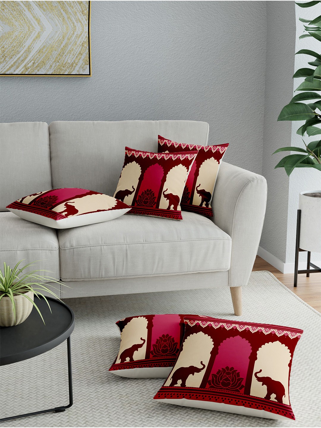 

LA VERNE Assorted Set of 5 Abstract Square Cushion Covers