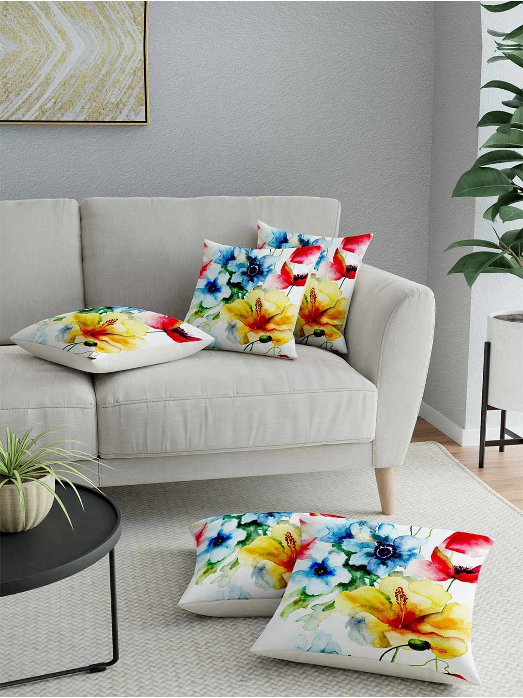 

LA VERNE Assorted Set of 5 Floral Square Cushion Covers