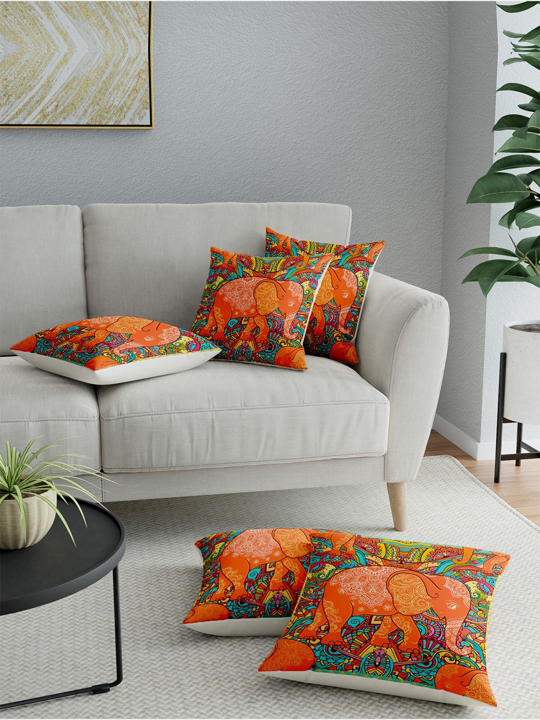 

LA VERNE Assorted Set of 5 Ethnic Motifs Square Cushion Covers