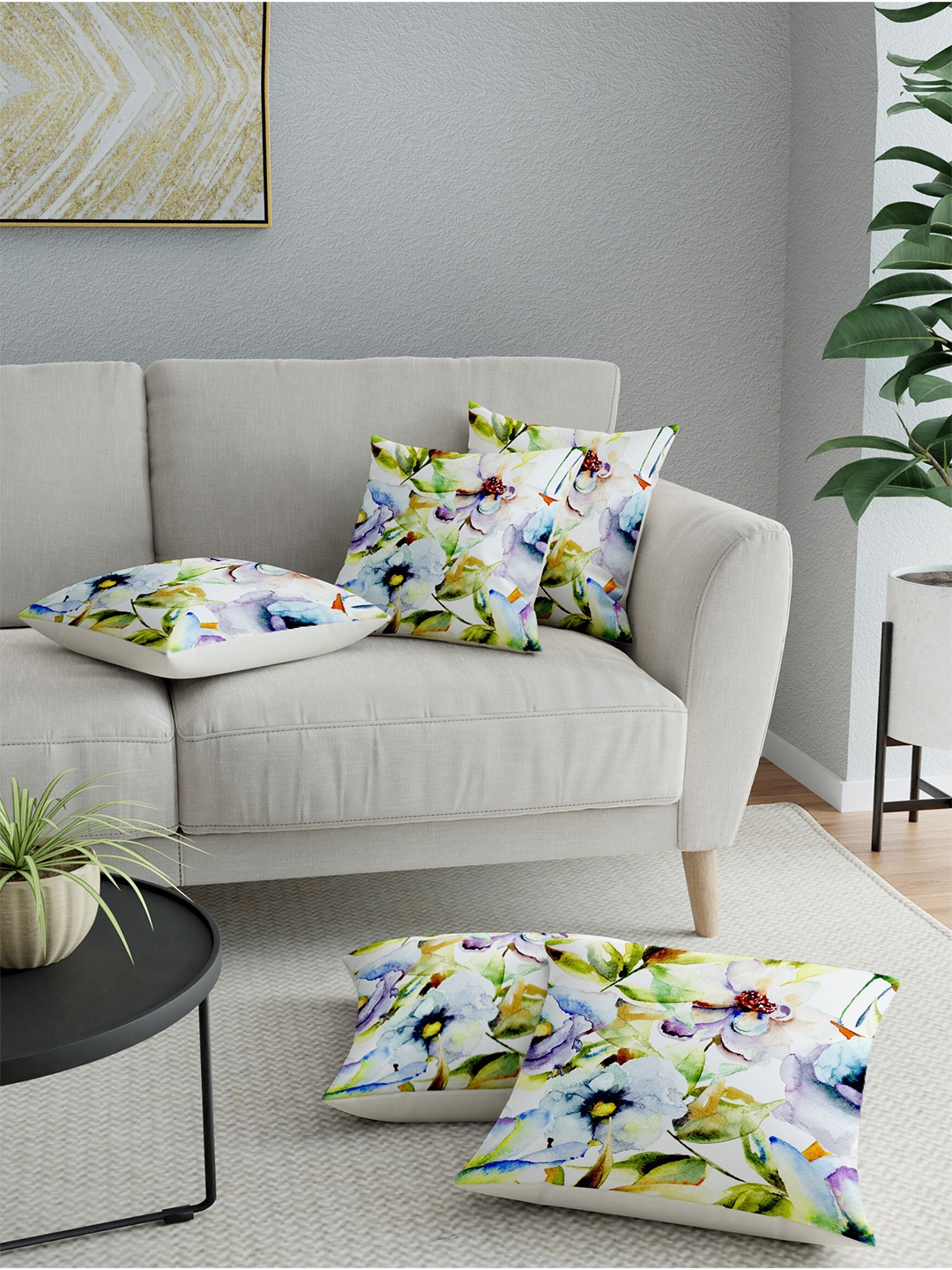 

LA VERNE Assorted Set of 5 Floral Square Cushion Covers