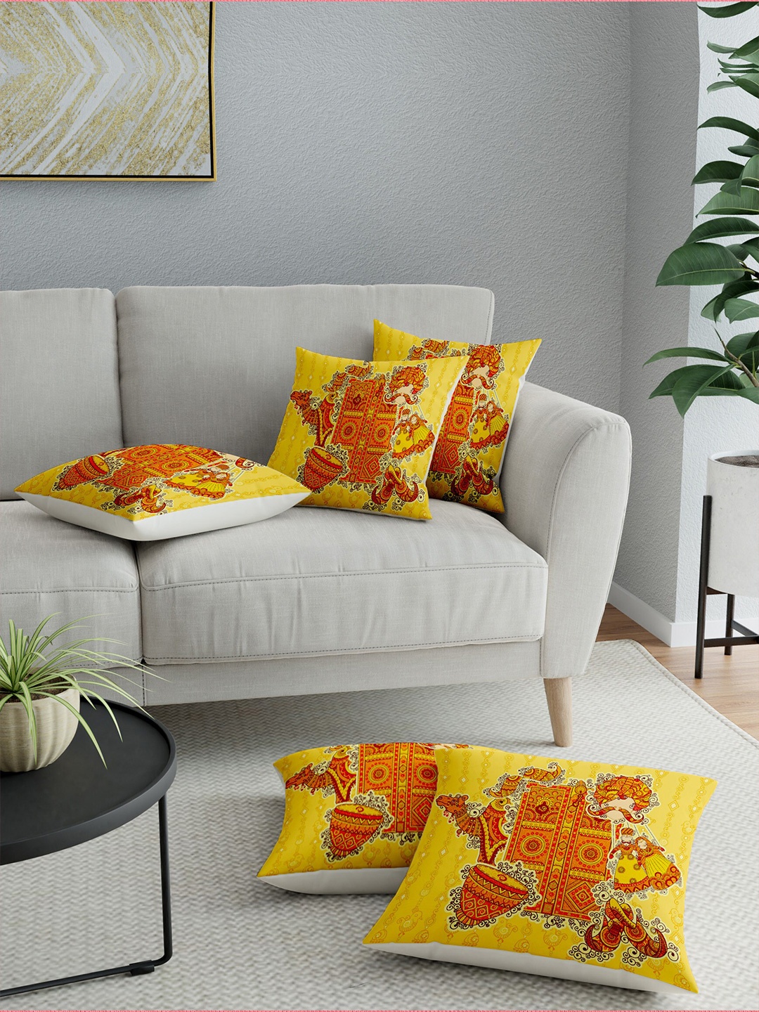 

LA VERNE Assorted Set of 5 Ethnic Motifs Square Cushion Covers