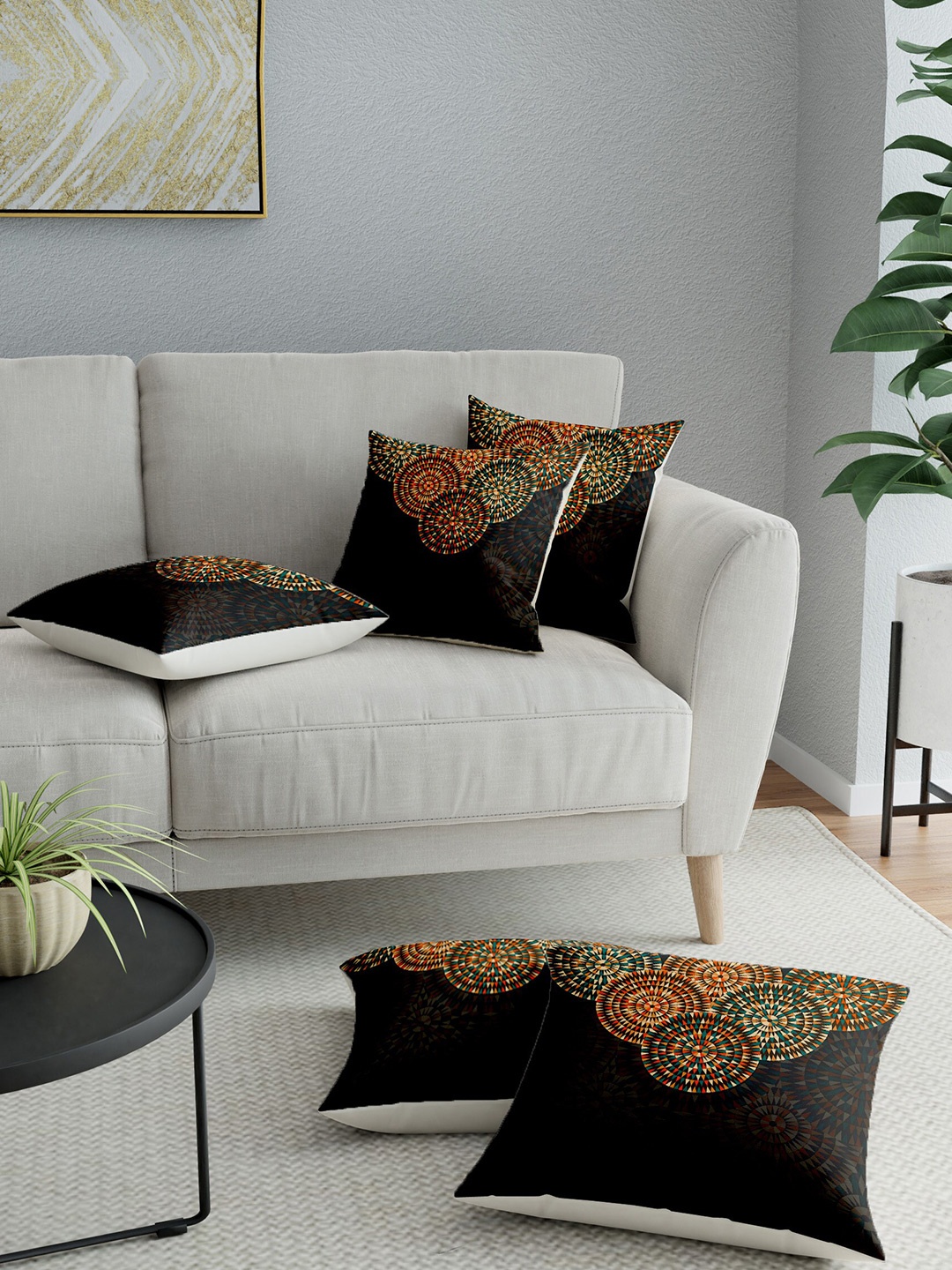 LA VERNE Assorted Set of 5 Geometric Square Cushion Covers