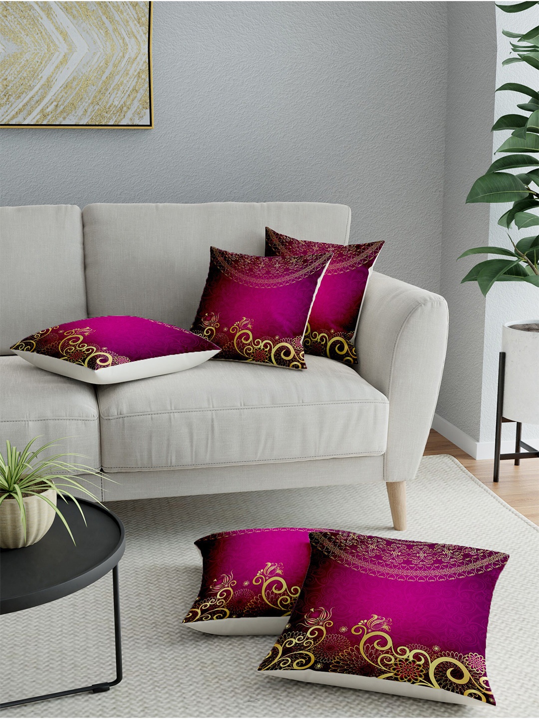 

LA VERNE Assorted Set of 5 Ethnic Motifs Square Cushion Covers