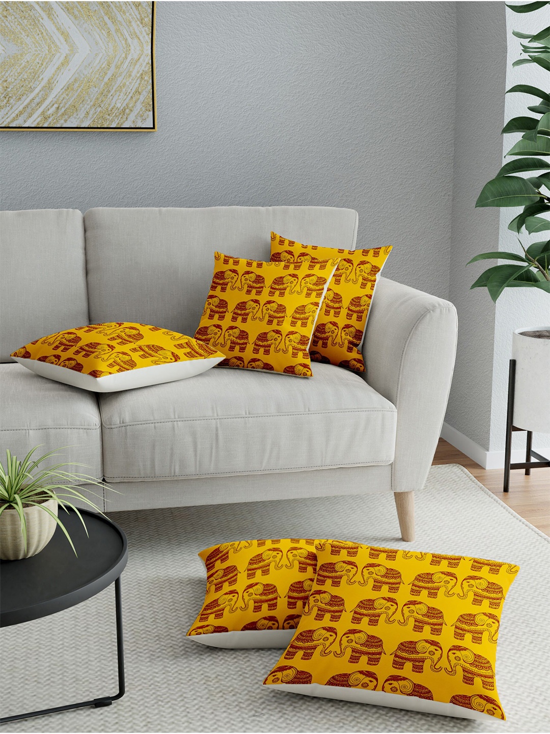

LA VERNE Assorted Set of 5 Abstract Square Cushion Covers