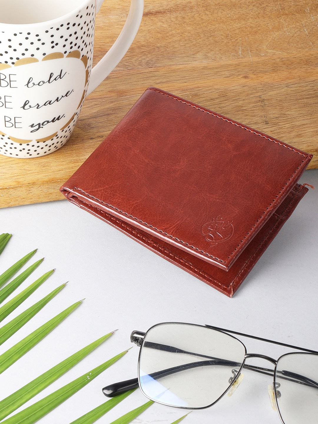 

ZEVORA Men Leather Two Fold Wallet, Brown