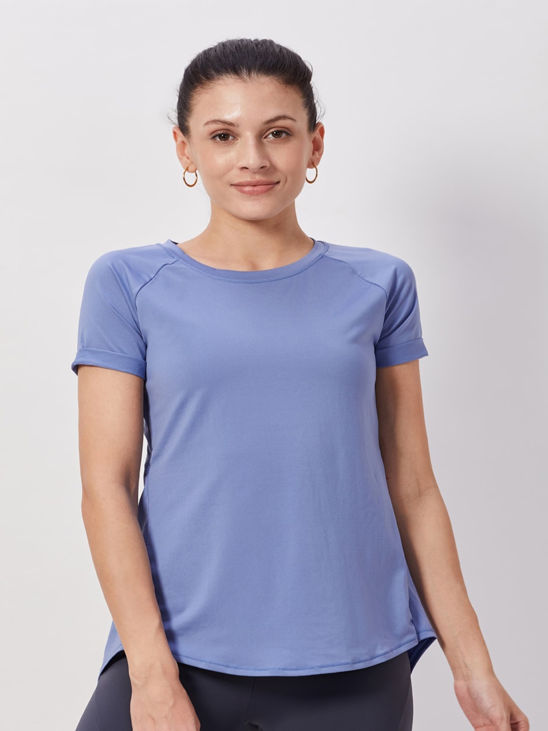 

SEEQ Women Blue Moisture Wicking Training or Gym T-shirt