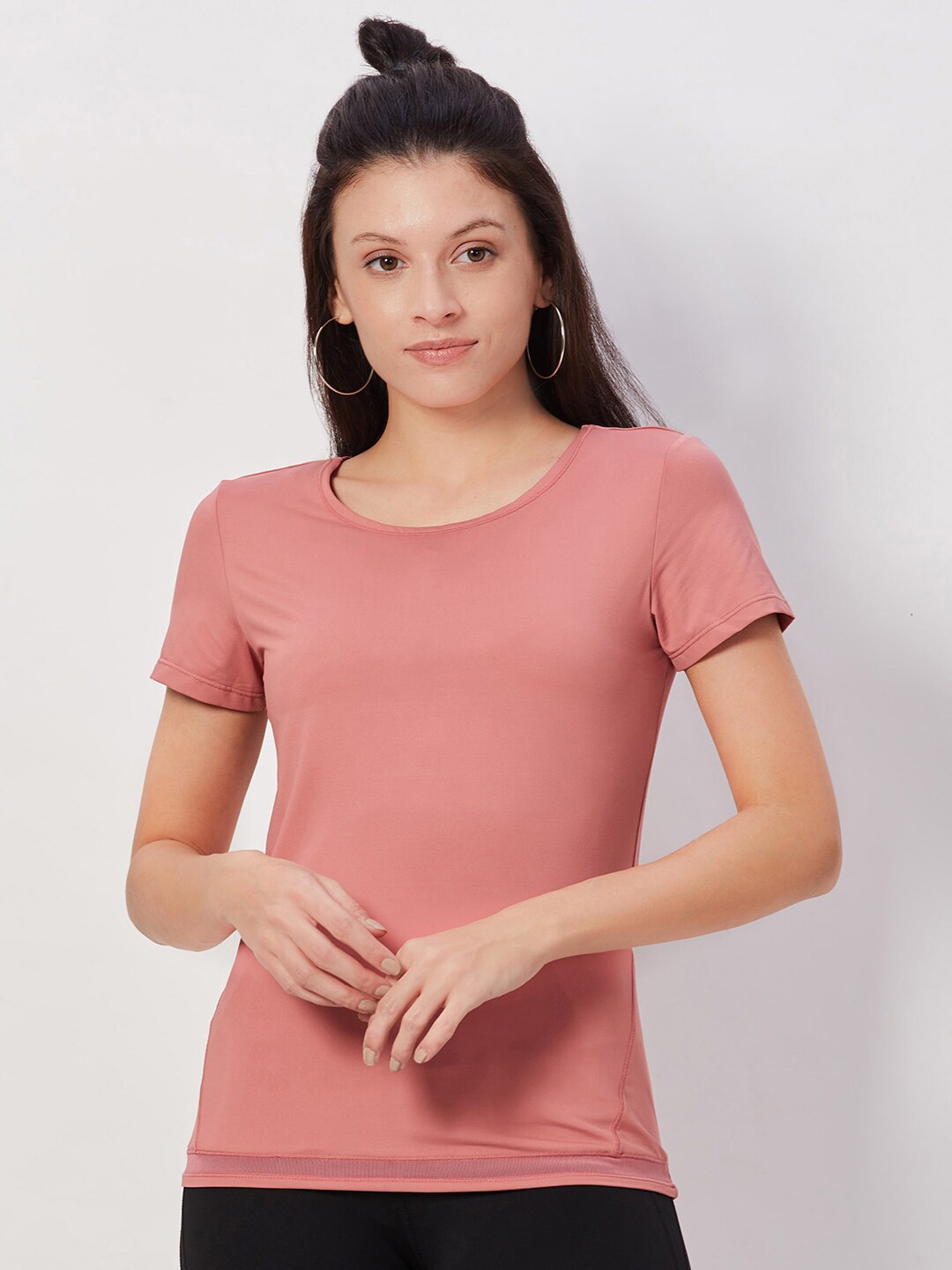 

SEEQ Women Coral Moisture Wicking Slim Fit Yoga T-shirt