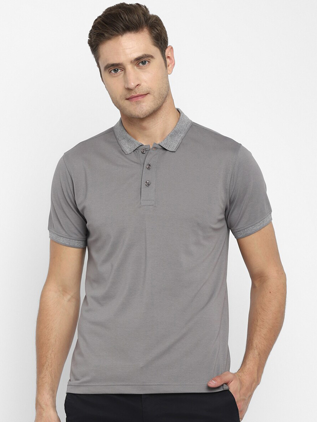 

Red Chief Men Grey Polo Collar T-shirt