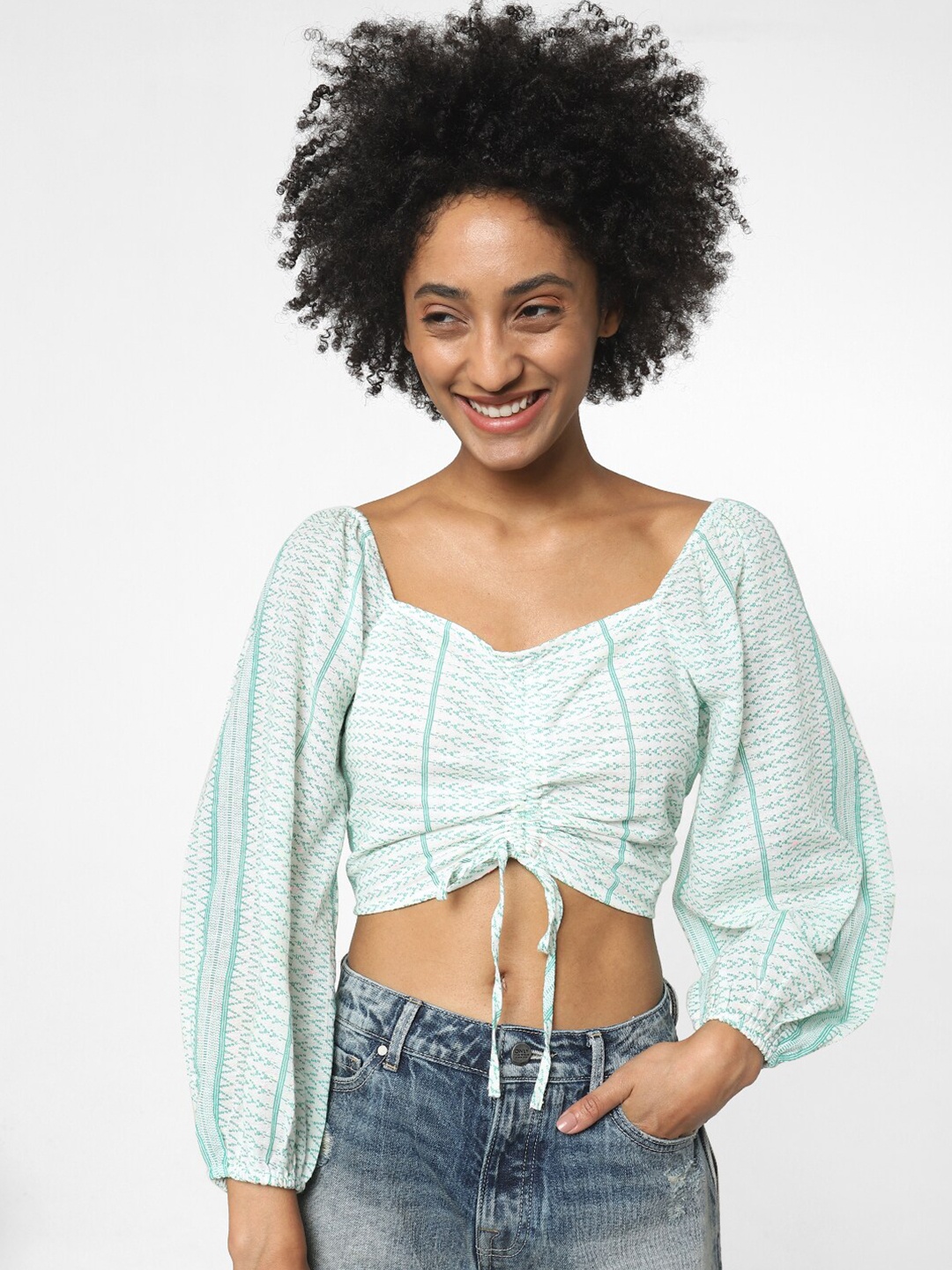 

ONLY Green Print Crop Top