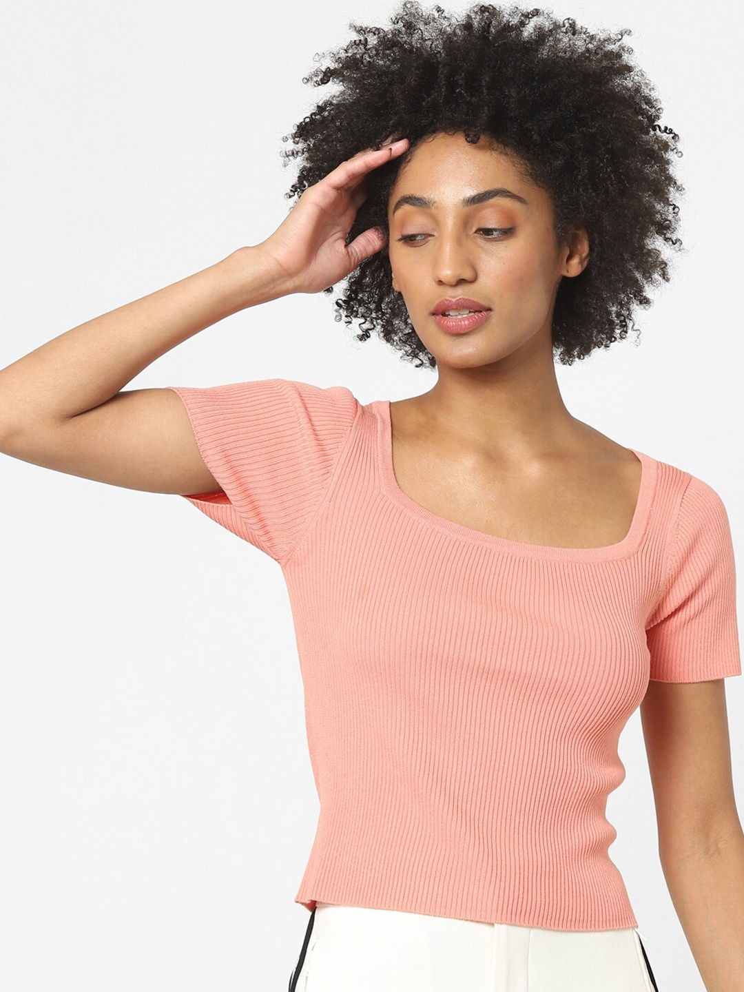 

ONLY Pink Ribbed Top