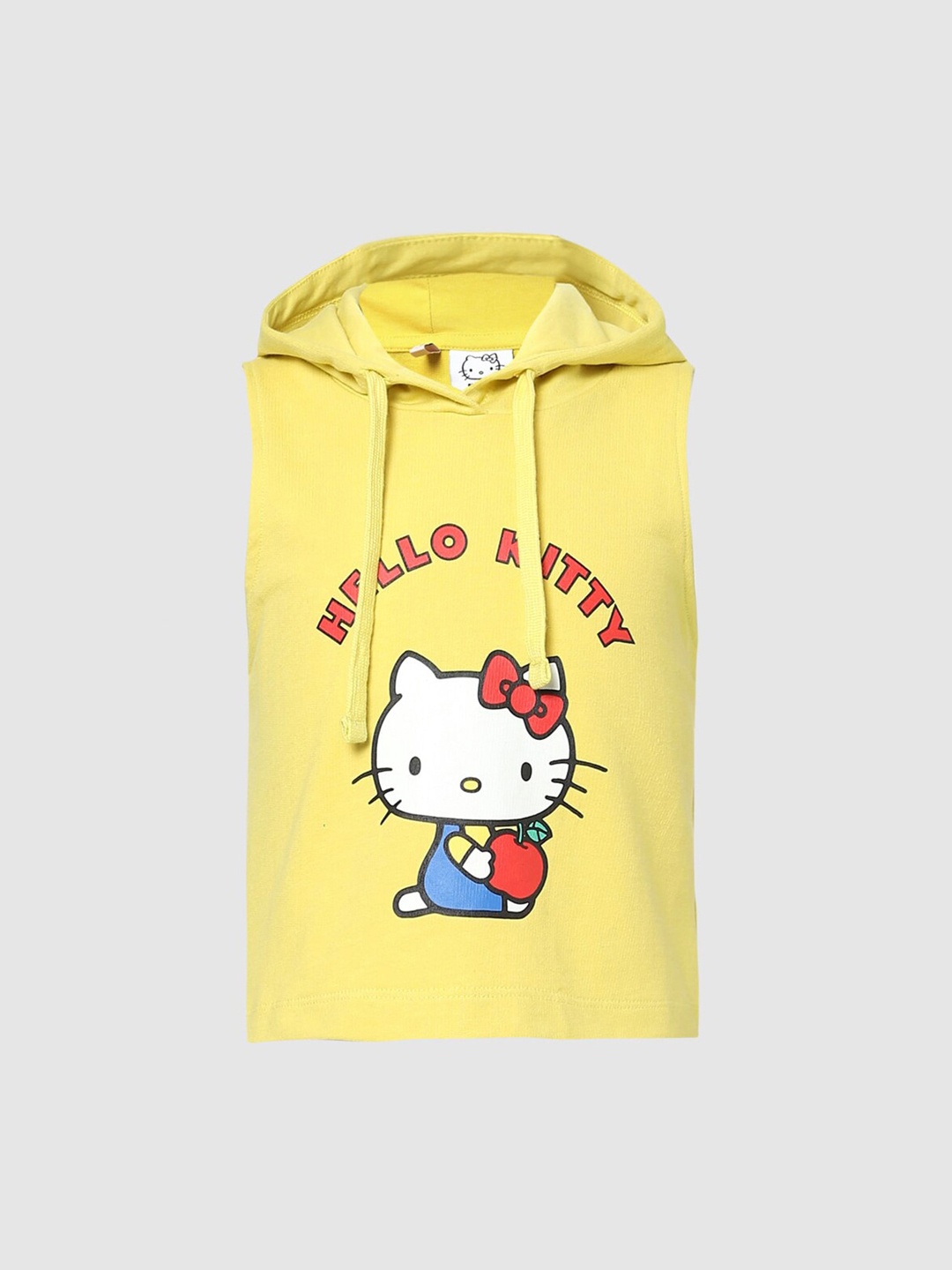 

KIDS ONLY Girls Yellow Printed Hooded Sweatshirt