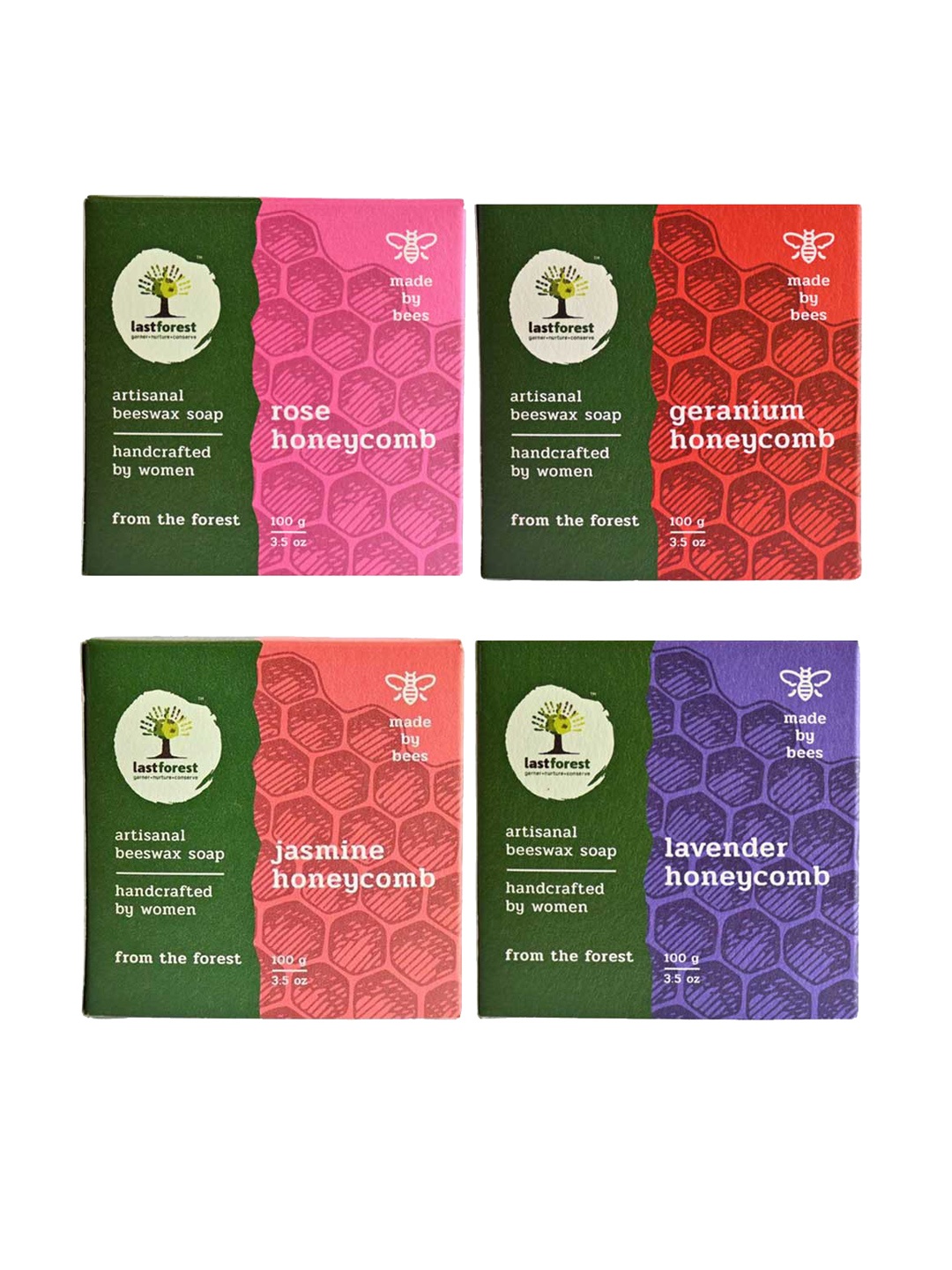 

Last Forest Set of 4 Artisanal Honeycomb Beeswax Soaps - 100g each, Multi