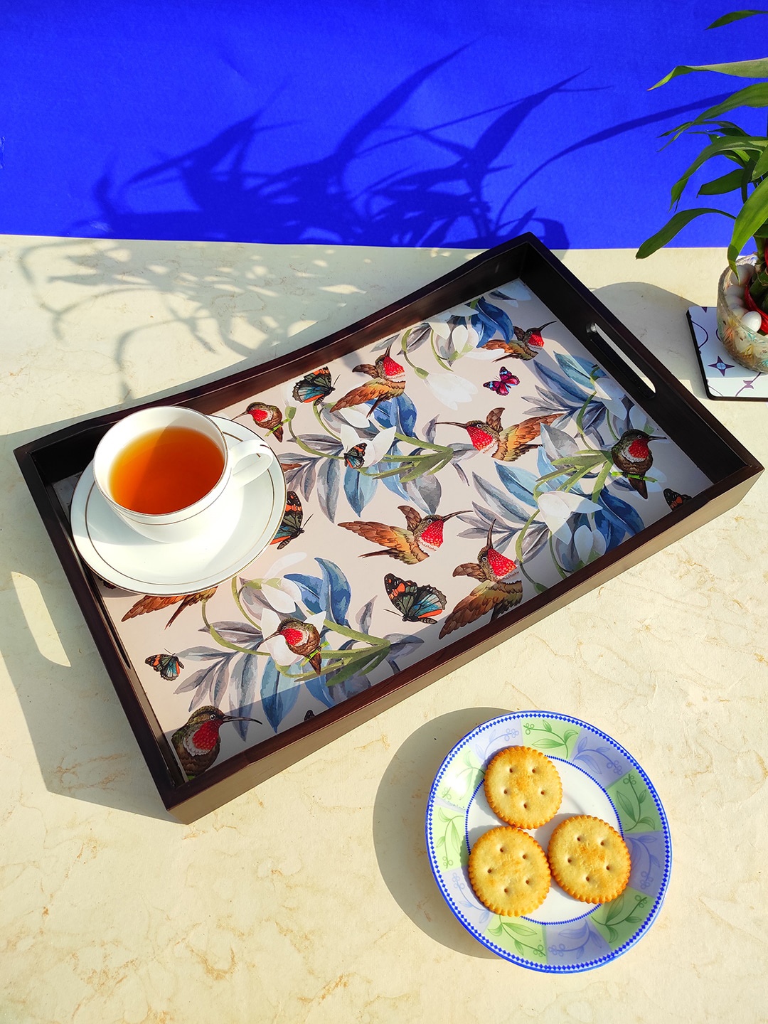 

CRAYTON Multi-Coloured Tropical Bird Printed Rectangle Multipurpose Serving Trays