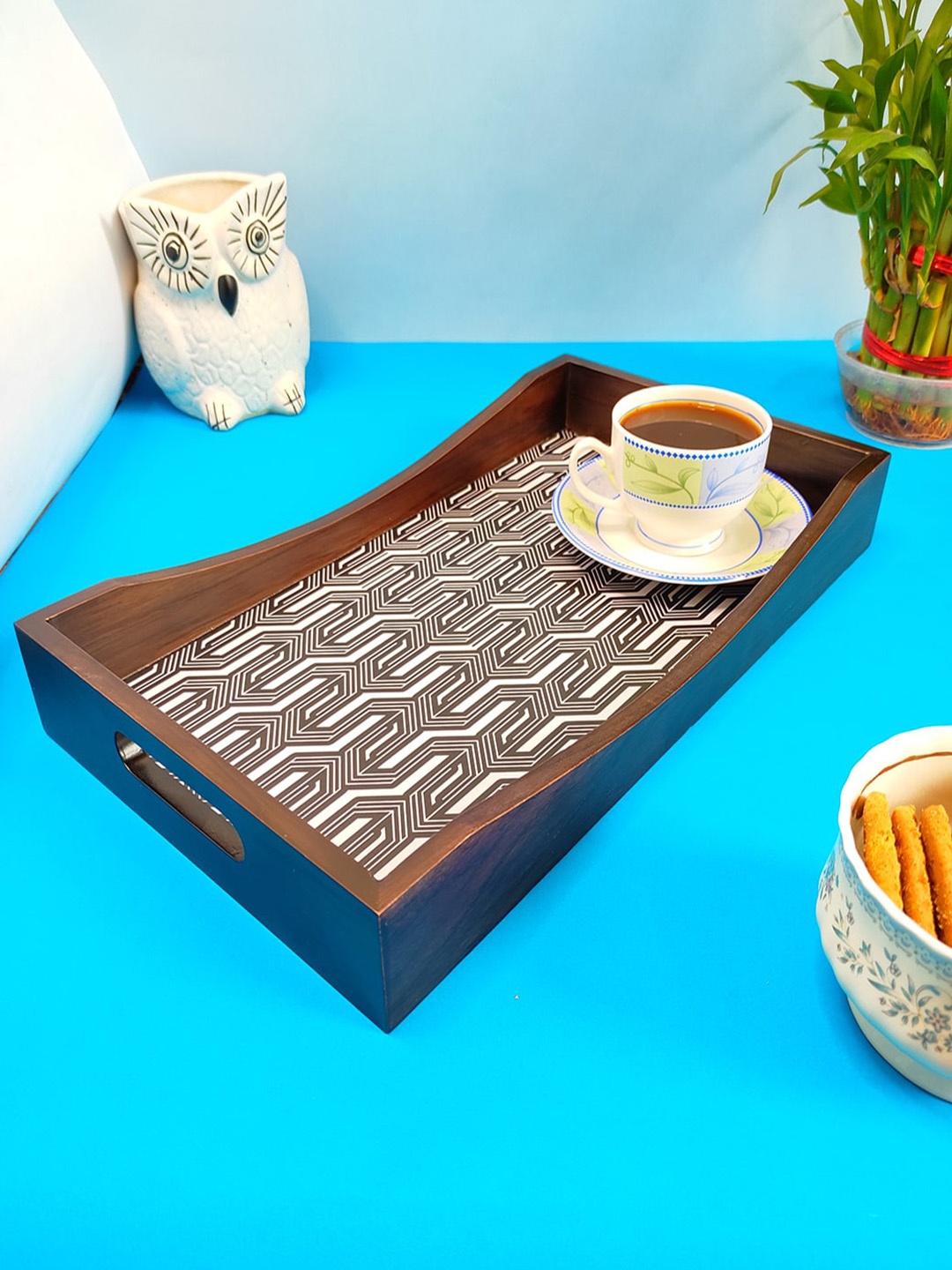 

CRAYTON Black & White Printed Rectangle Wooden Serving Trays