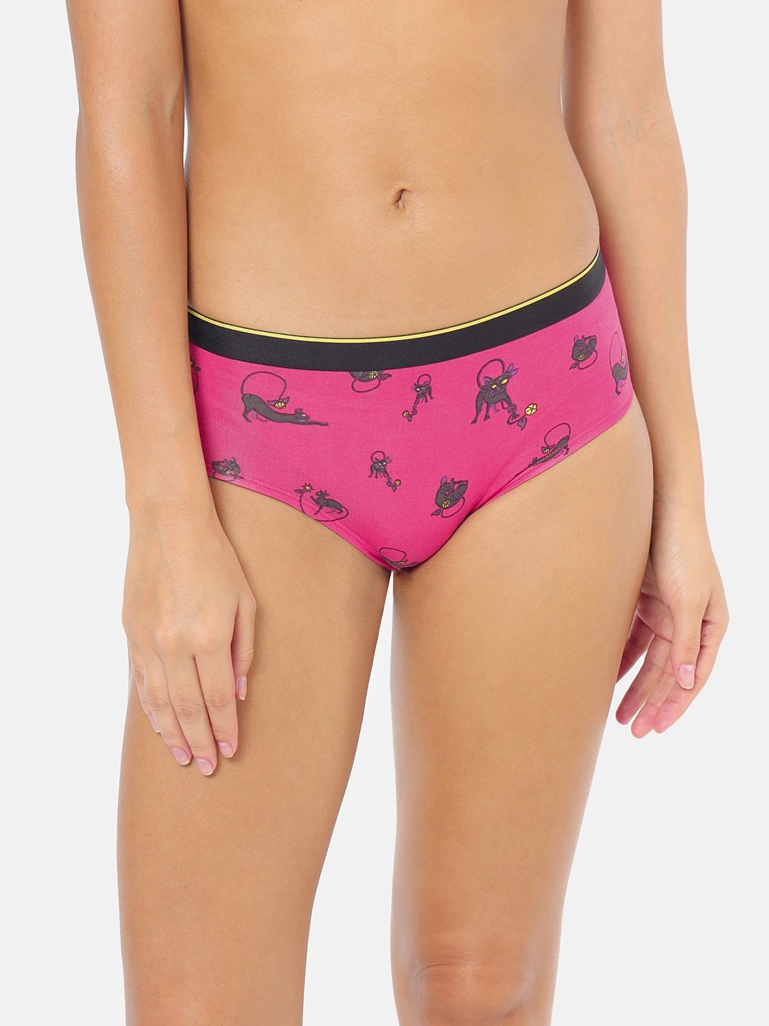 

bummer Women Printed Micro Modal Undercats Mid Rise Hipster Brief, Pink
