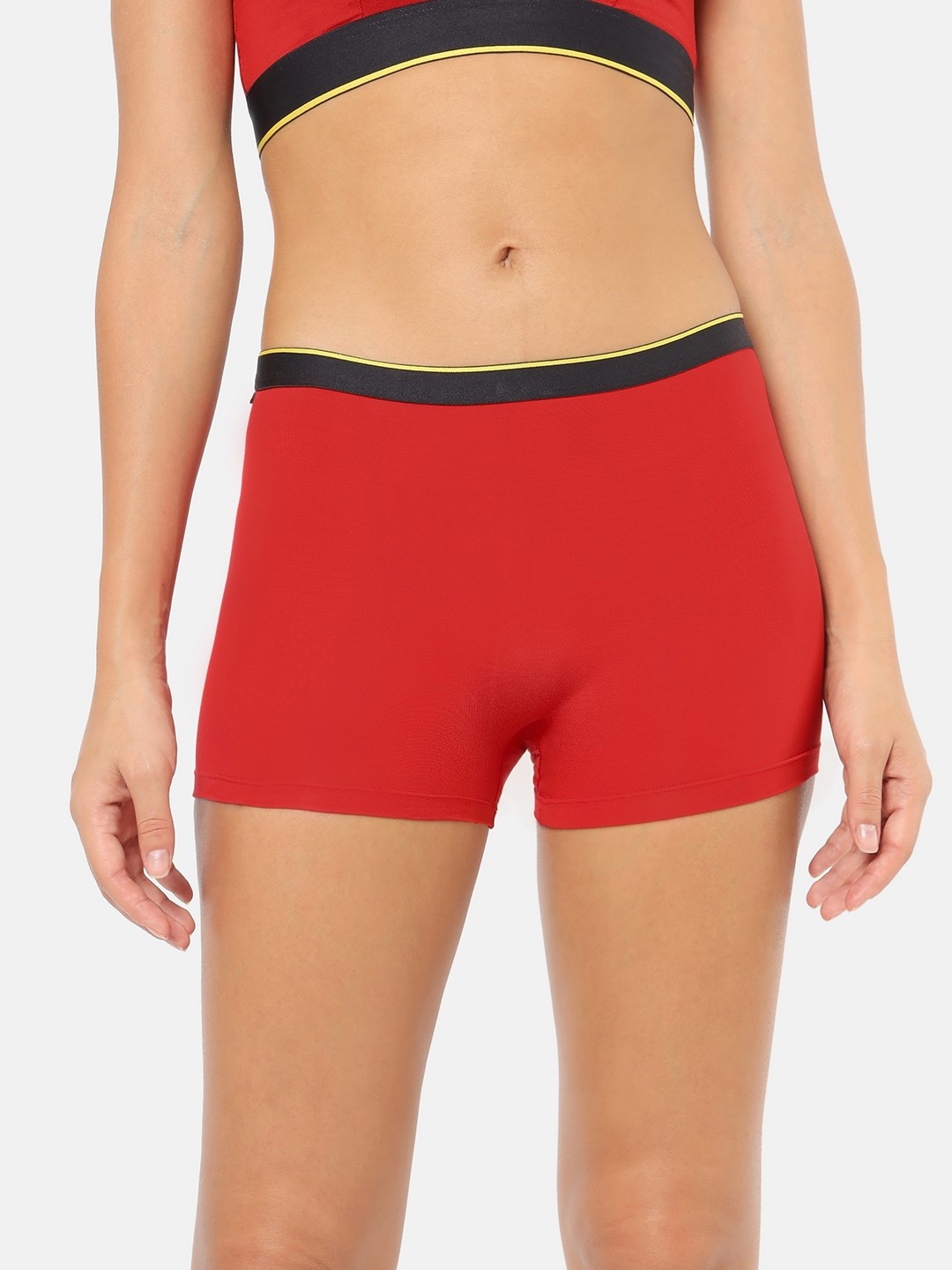 

Bummer Women Micro Modal Ski Patrol Mid Rise Boy Shorts, Red