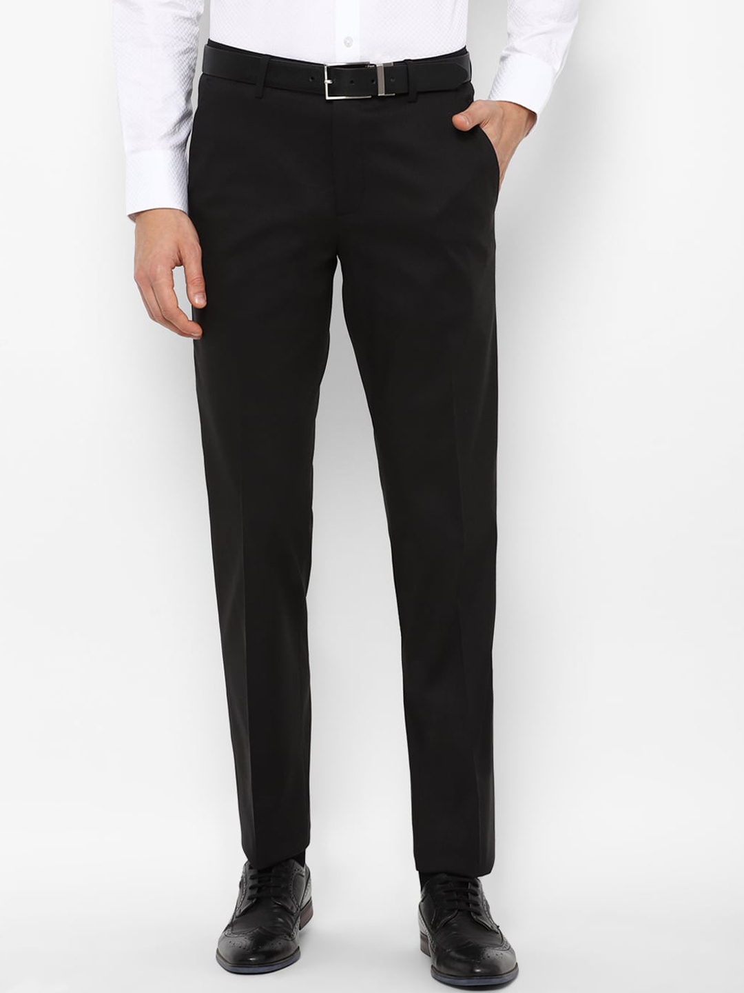 

Luxure by Louis Philippe Men Black Solid Slim Fit Cotton Formal Trousers