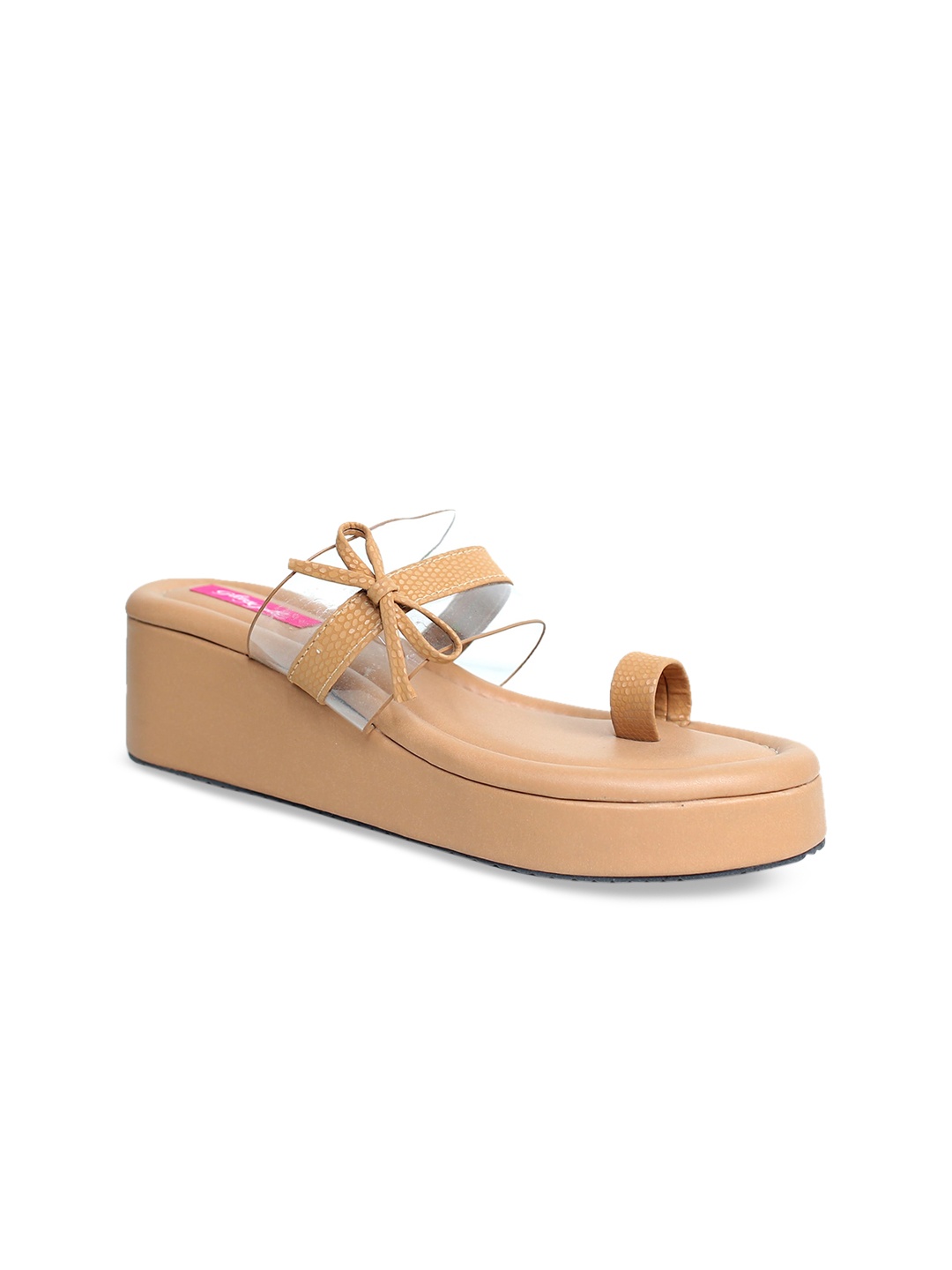 

Glitzy Galz Beige Embellished Flatform Sandals