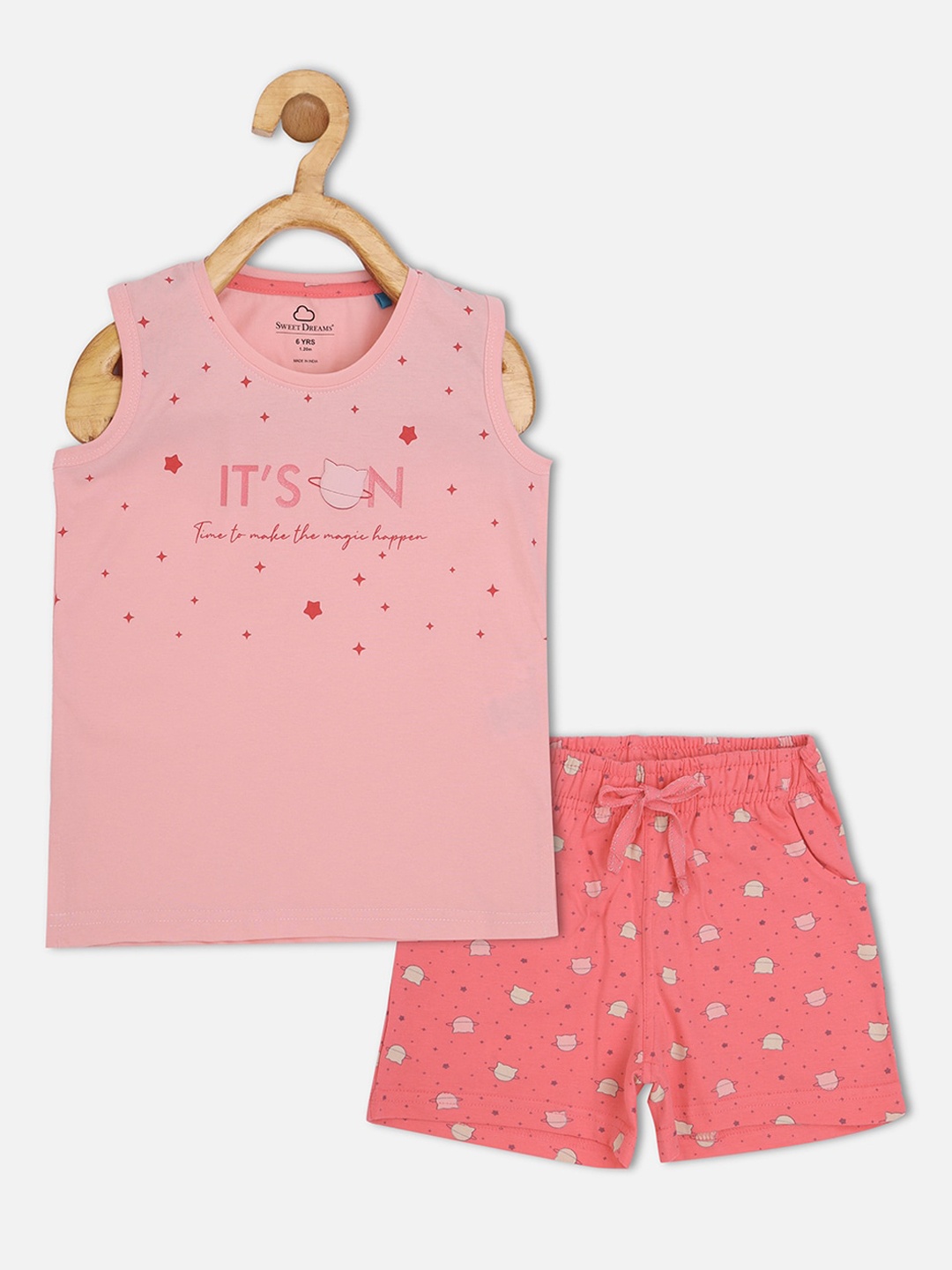 

Sweet Dreams Girls Pink Pure Cotton Night suit