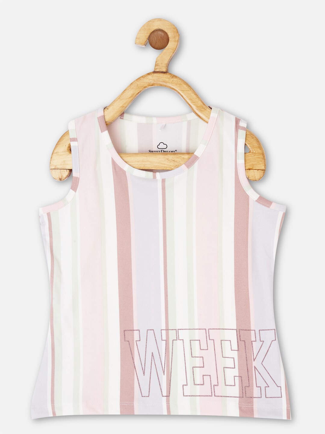 

Sweet Dreams Girls Pink & White Striped T-shirt