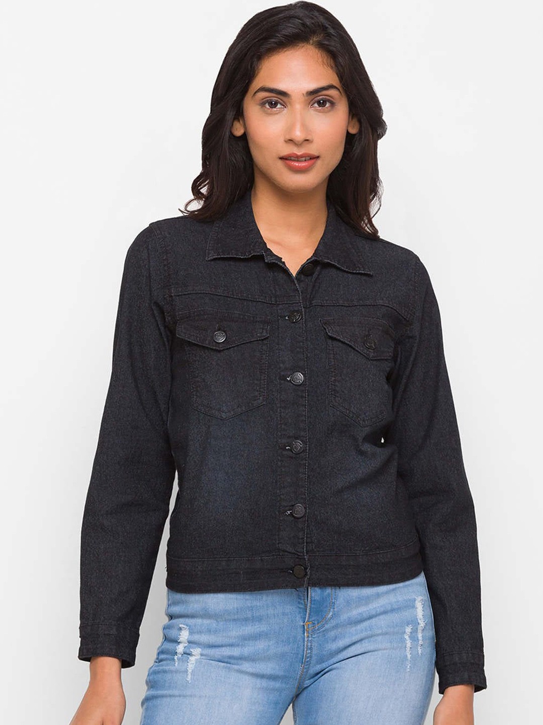 

ZOLA Women Black Washed Lightweight Denim Jacket