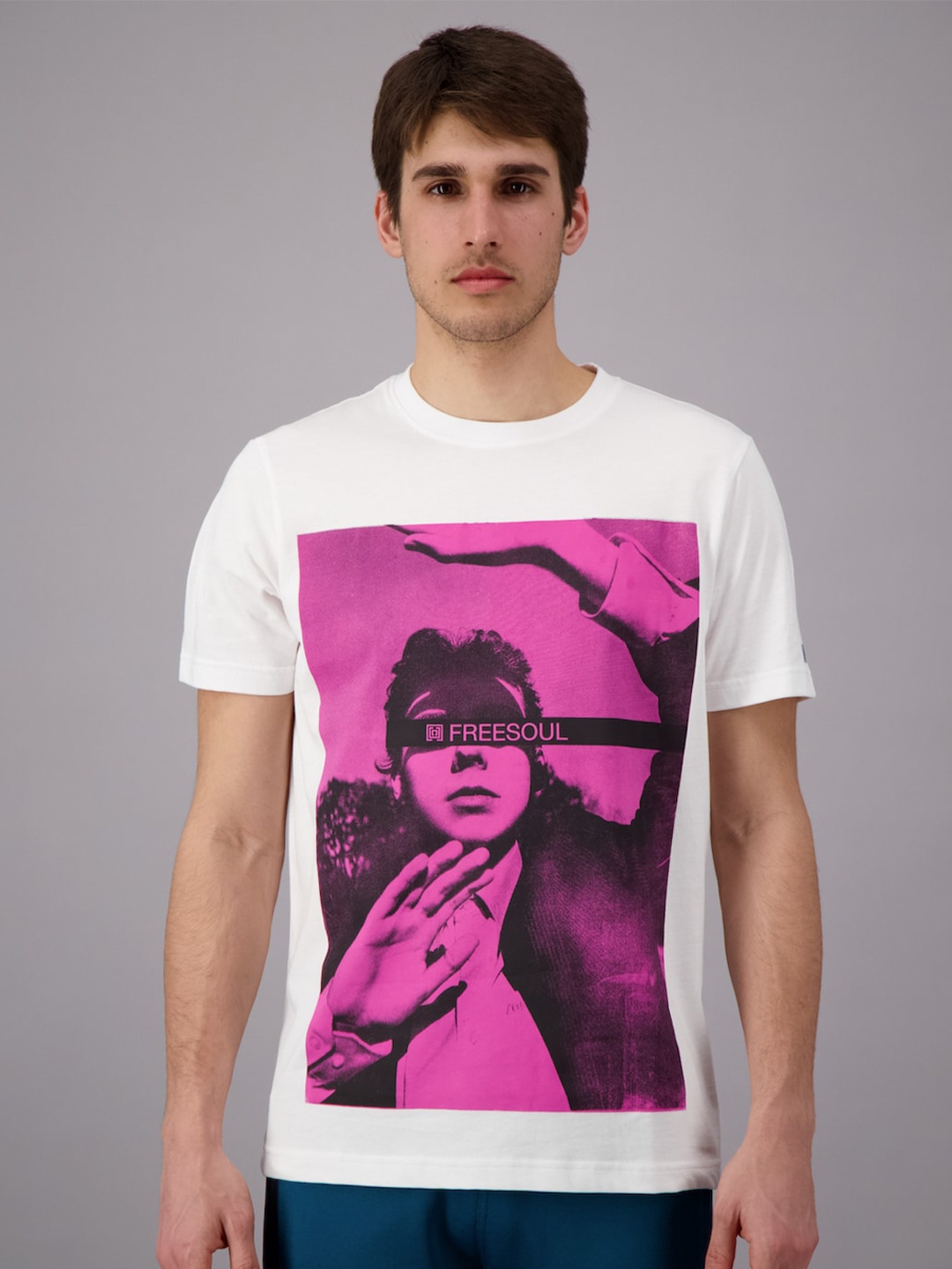 

FREESOUL Men White Printed Pure Cotton T-shirt