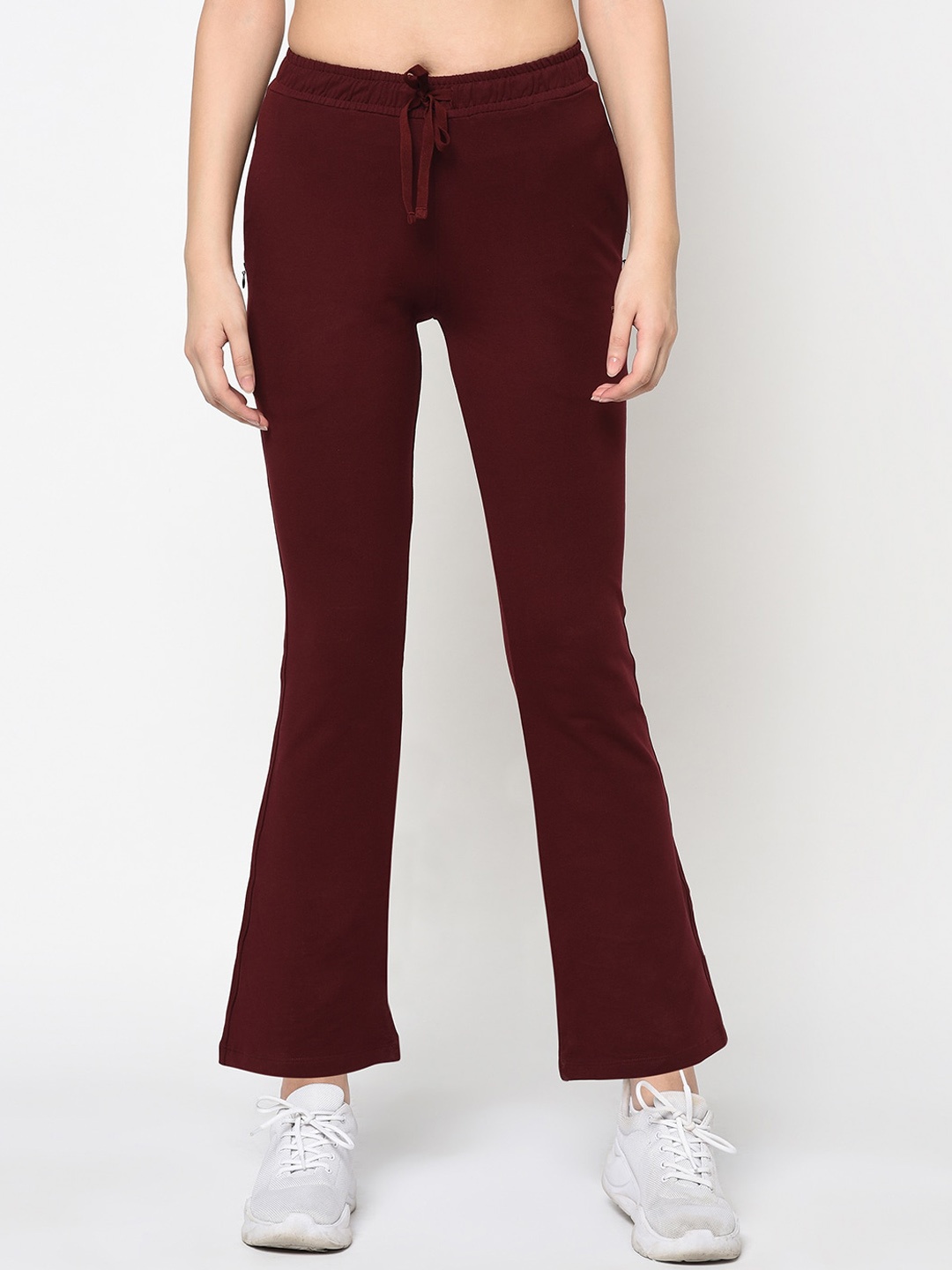 

FEMEA Women Maroon Solid Bootcut-Fit Track Pant