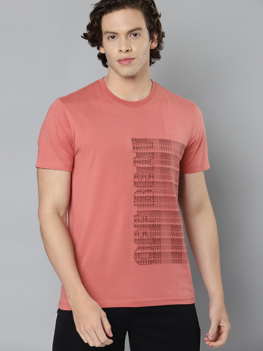 

Alcis Men Pink Typography Printed Slim Fit Running T-shirt