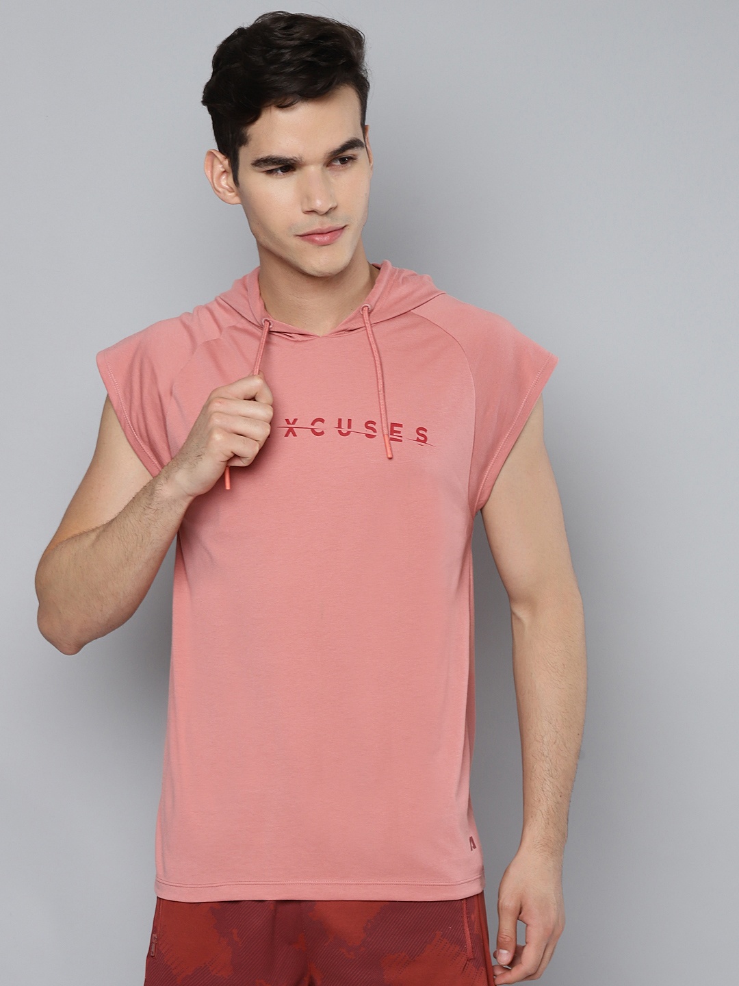 

Alcis Men Pink Typography Printed Slim Fit Running T-shirt